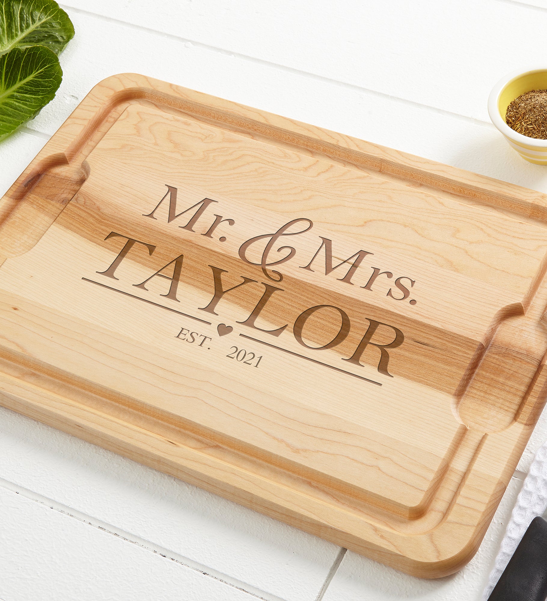 The Wedding Couple Personalized Maple Cutting Boards